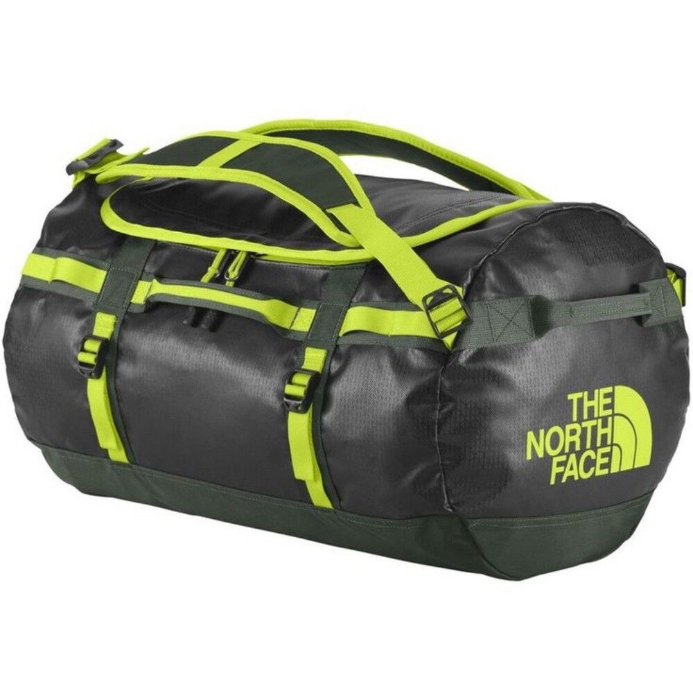 North Face Base Camp Duffel Bag Backpack 95L Black And Neon Green - Picture 3 of 4